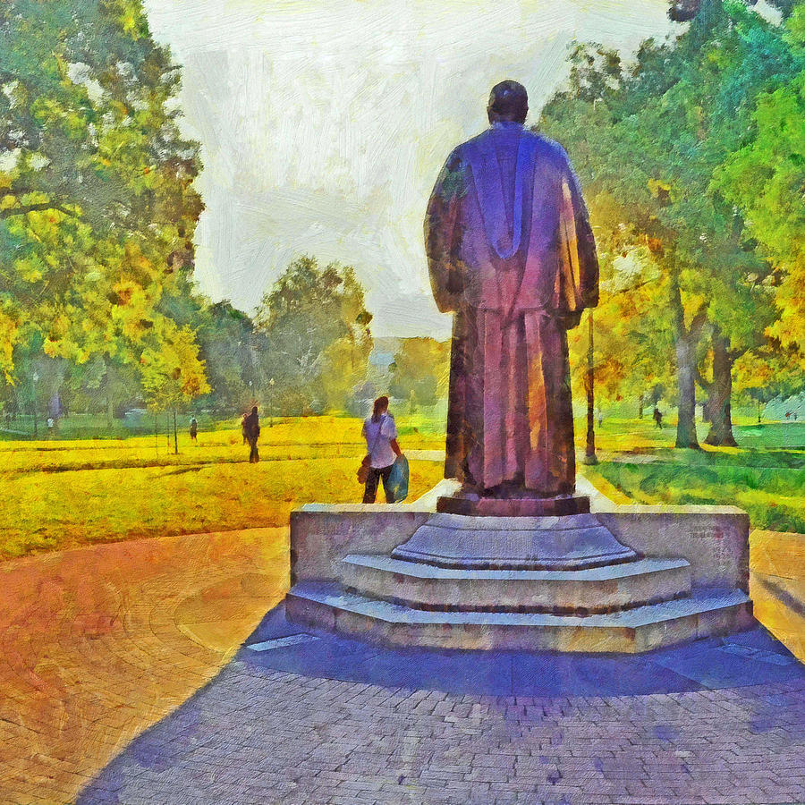Morning On The First Day Of Classes. The William Oxley Thompson Statue. The Ohio State University #2 Digital Art by Digital Photographic Arts