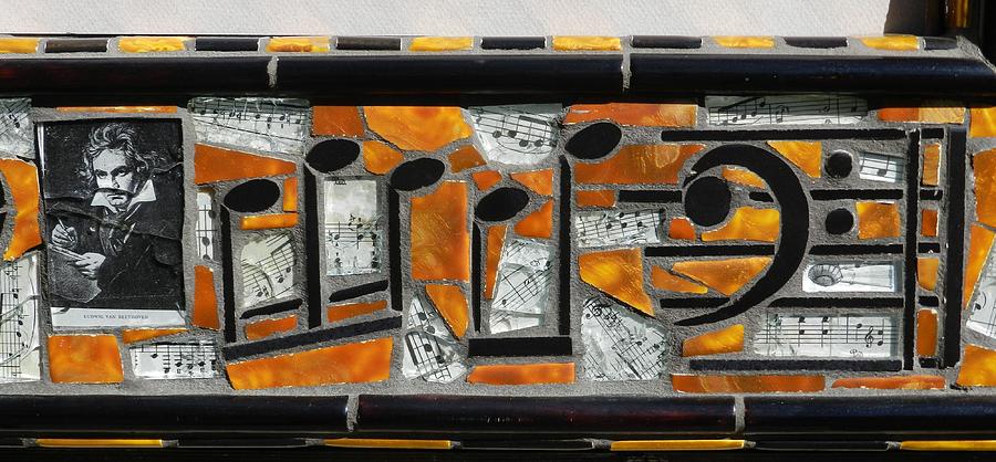 Mosaic Music Mirror Frame #1 Ceramic Art by Charles Lucas