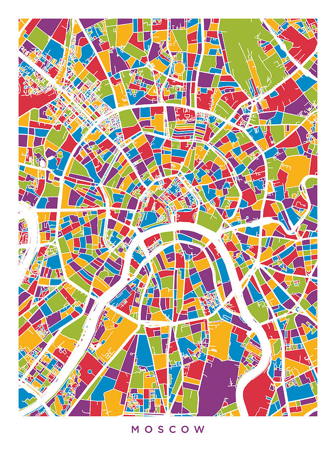 Moscow Digital Art - Moscow City Street Map #1 by Michael Tompsett