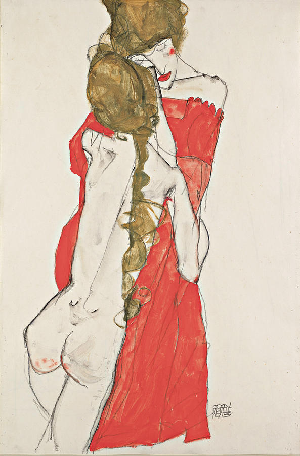 Mother and Daughter #5 Drawing by Egon Schiele