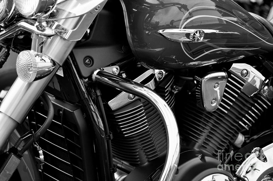 Motorcycle Engine Black and White Photograph by Staci Bigelow - Pixels