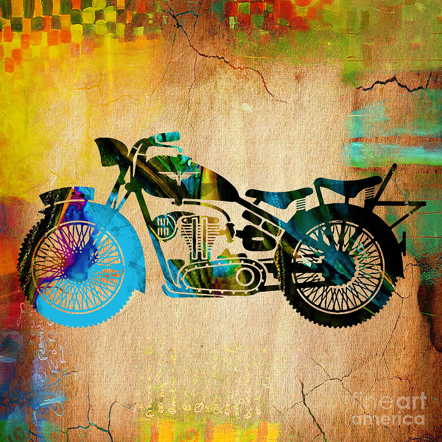 Vintage Mixed Media - Motorcycle Painting #1 by Marvin Blaine