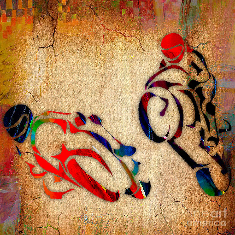 Motorcycle Racing #1 Mixed Media by Marvin Blaine