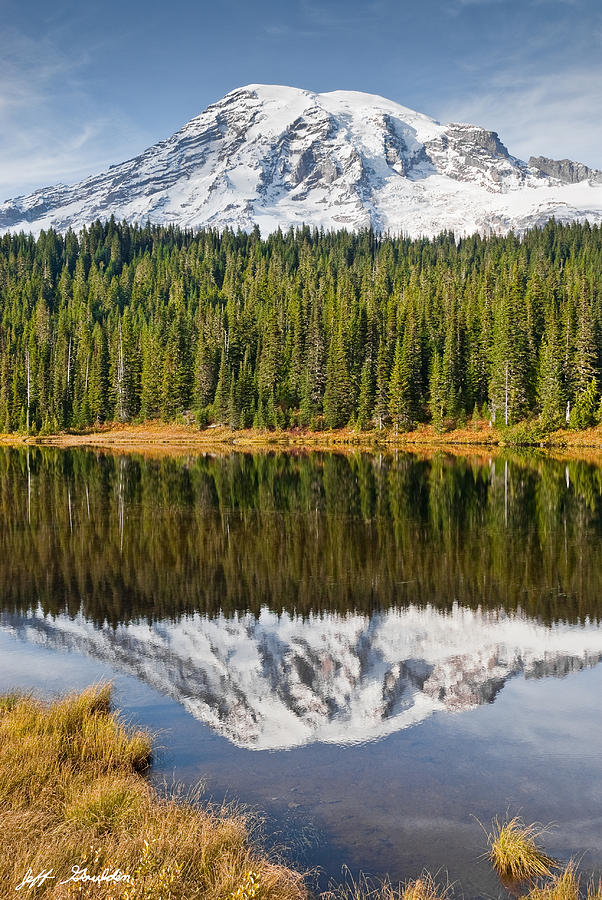 Mount Rainier and Reflection Lakes in the Fall #2 Photograph by Jeff Goulden