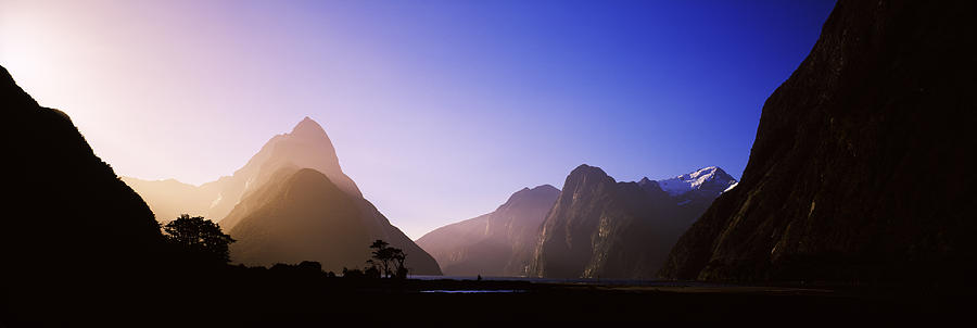 Fiordland National Park Photograph - Mountain Range At Waters Edge, Milford #1 by Panoramic Images