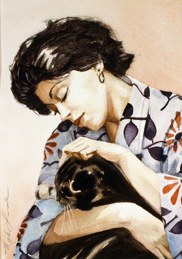 Ms. M. and Cat #1 Painting by Mark Lunde