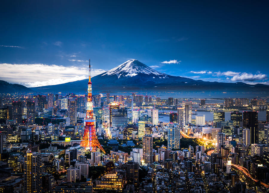 Mt. Fuji and Tokyo skyline #1 Photograph by Yongyuan