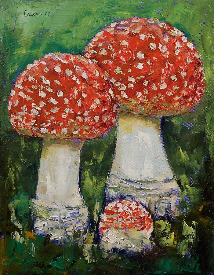 Fly Agaric Mushrooms Painting by Michael Creese