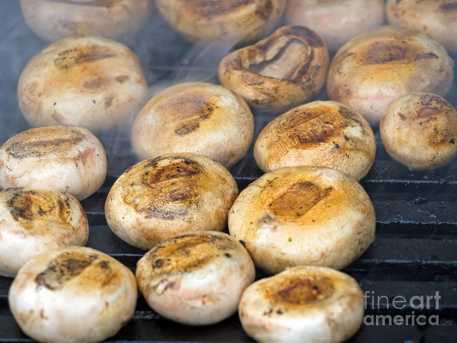Mushroom Photograph - Mushrooms on grill #1 by Sinisa Botas