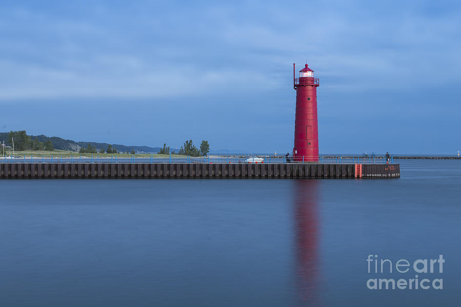Lake Michigan Photograph - Muskegon Lighthouse at Dusk #1 by Twenty Two North Photography