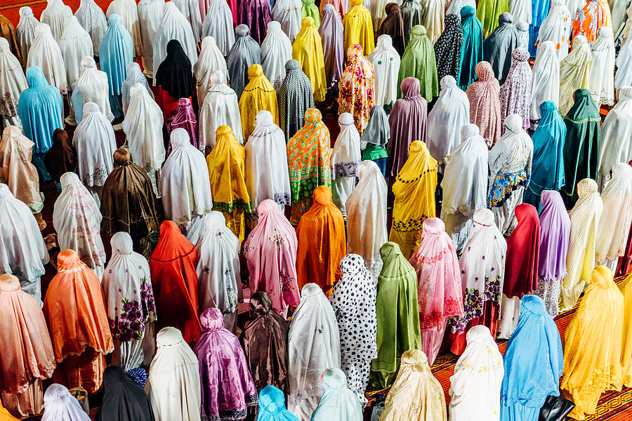 Muslim People praying in Istiqlal Mosque, Jakarta, Indonesia #1 Photograph by Nikada