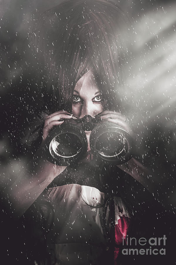 Mystery Killer Woman Spying In Dark Shadows Photograph