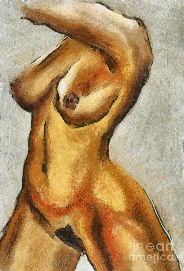 Naked Woman Body - Torso #2 Mixed Media by Michal Boubin