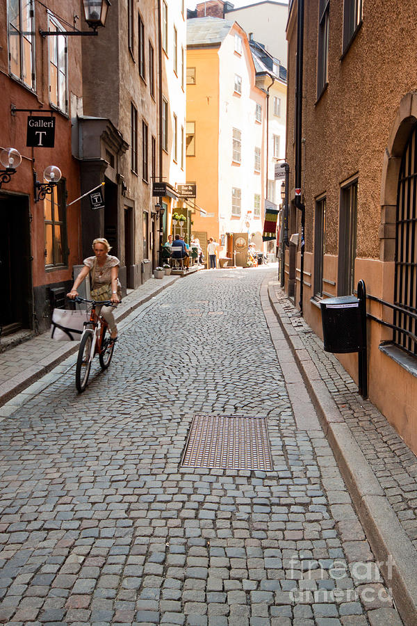 Narrow Stockholm Street Sweden Photograph