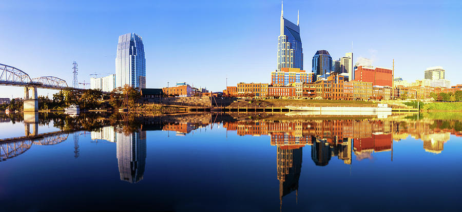 Nashville Skyline Reflected In The #1 Photograph by Moreiso