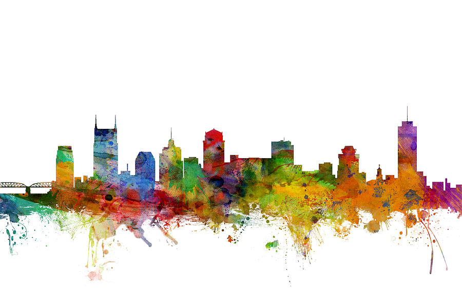 Nashville Digital Art - Nashville Tennessee Skyline #1 by Michael Tompsett