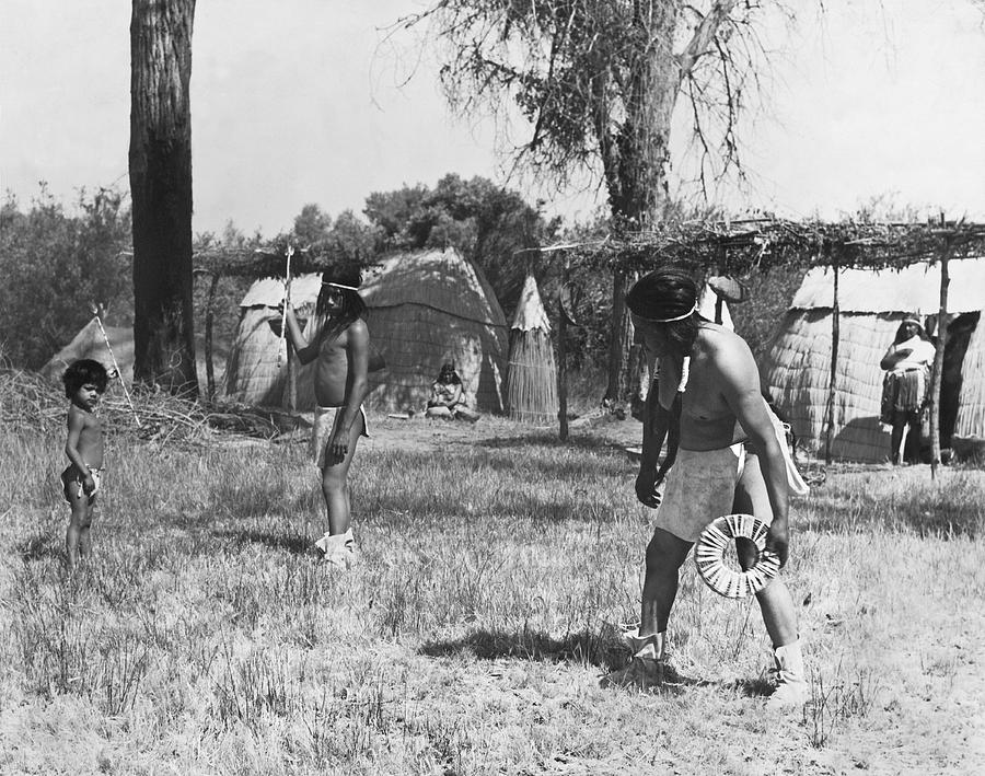 Black And White Photograph - Native American Games by Underwood Archives Onia