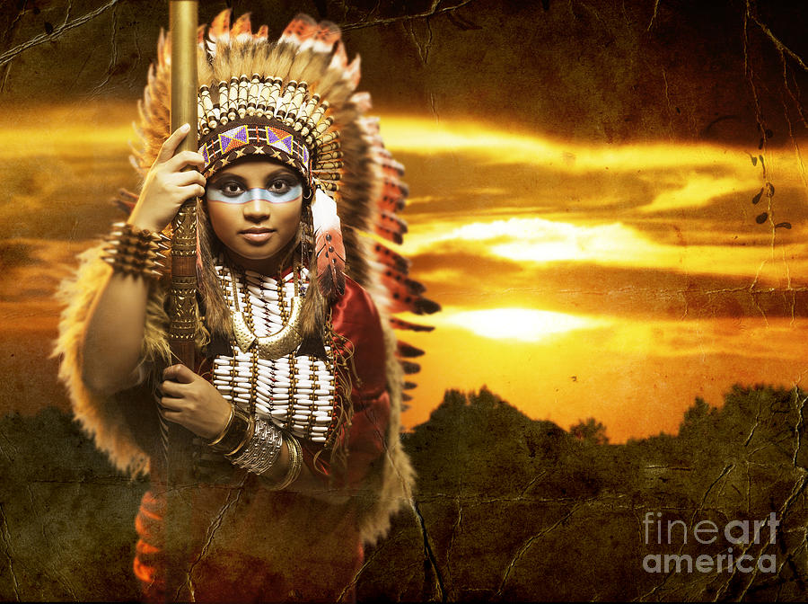 Black And White Photograph - Native American Woman #2 by Domenico Castaldo