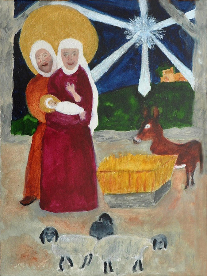 Sheep Painting - Nativity #1 by Phyllis Brady