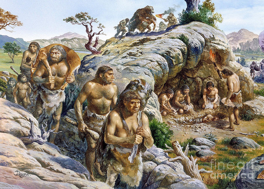 Neanderthal Men #1 Photograph by Publiphoto