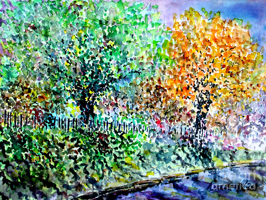 Fall Painting - Neighbours garden #1 by Almo M
