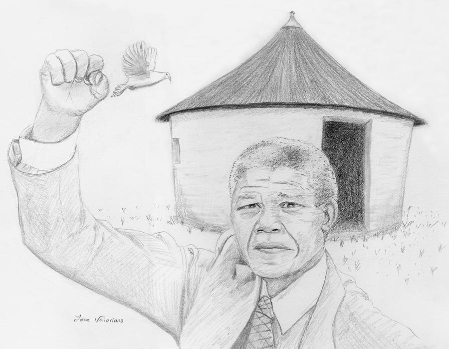 Nelson Mandela #1 Drawing by Martin Valeriano