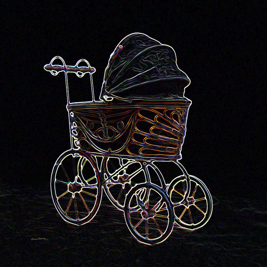 Neon Old Baby Carriage #1 Digital Art by Ernest Echols
