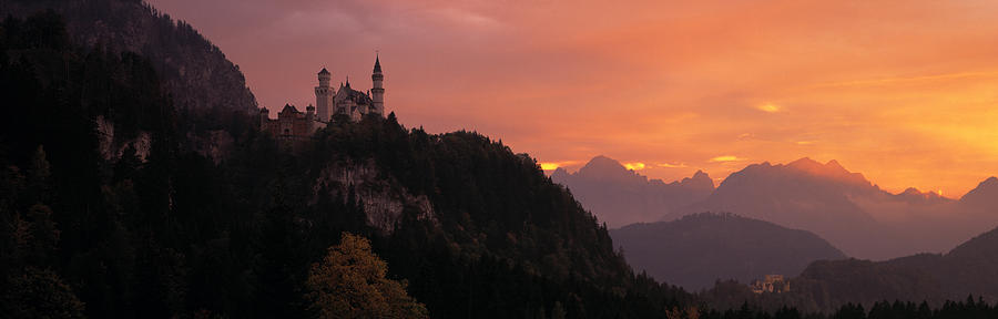 Sunset Photograph - Neuschwanstein Palace Bavaria Germany #1 by Panoramic Images