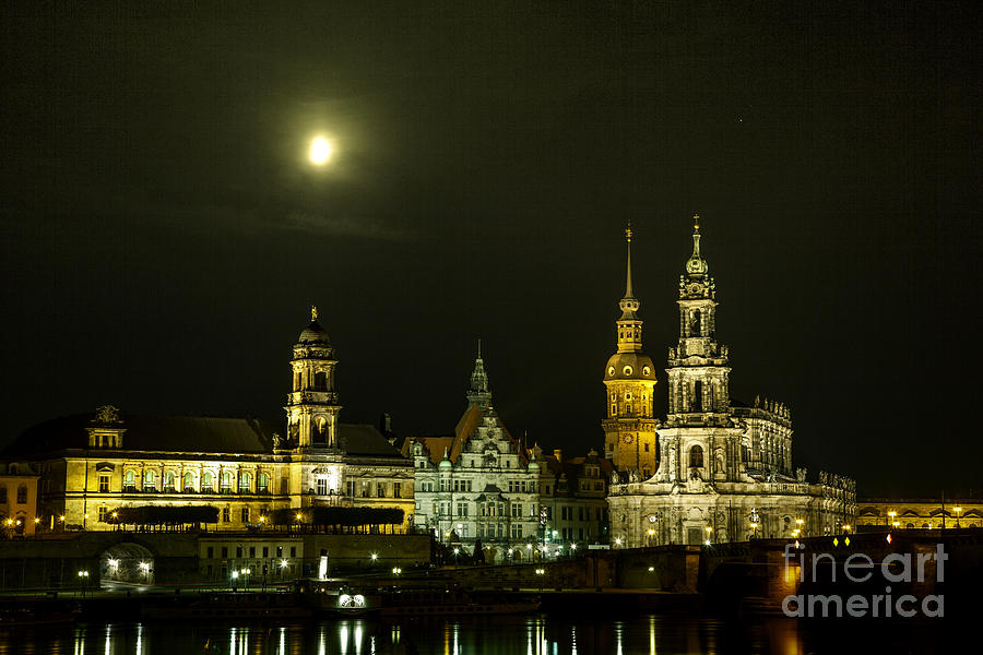 New historical city of Dresden at night #1 Photograph by Gina Koch
