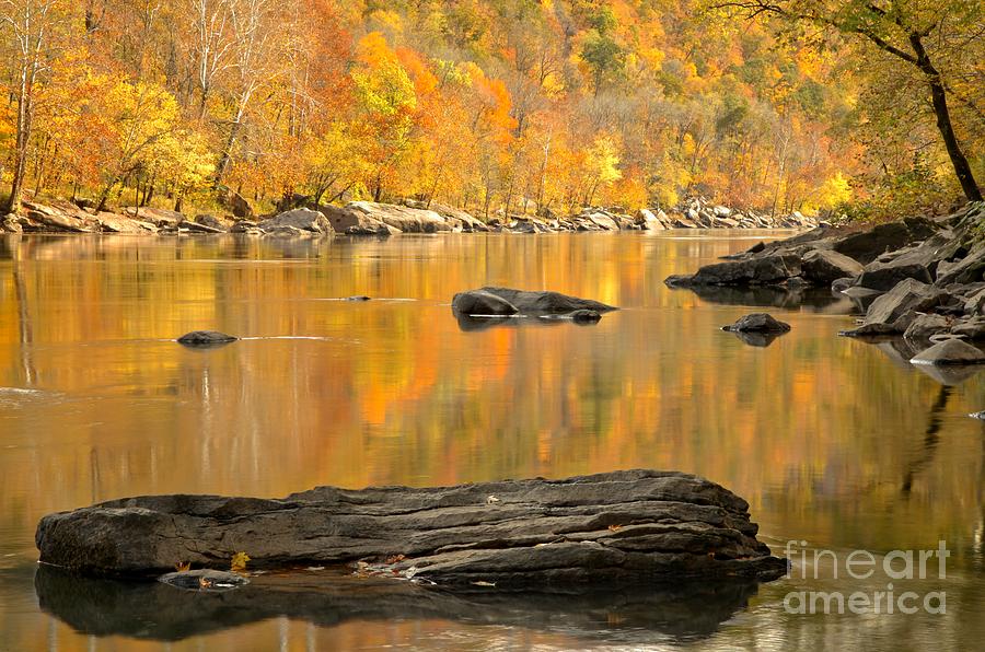 New River Fall Reflections #1 Photograph by Adam Jewell