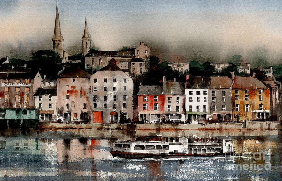 New Ross quays   Wexford #3 Painting by Val Byrne