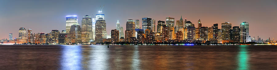 New York City Manhattan dusk panorama #1 Photograph by Songquan Deng