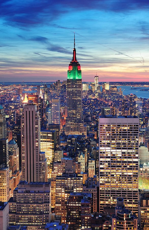 New York City Manhattan skyline aerial view #1 Photograph by Songquan Deng