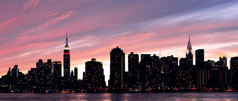 New York City Manhattan sunset panorama #1 Photograph by Songquan Deng
