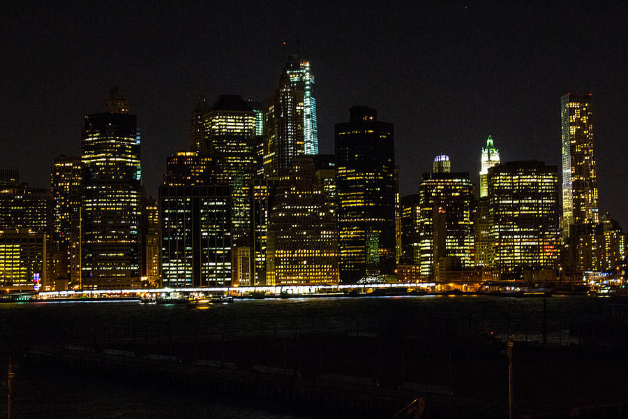 New York City night time skyline NY #1 Photograph by Susan Jensen