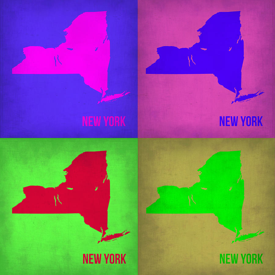 New York Map Painting - New York Pop Art Map 1 #1 by Naxart Studio