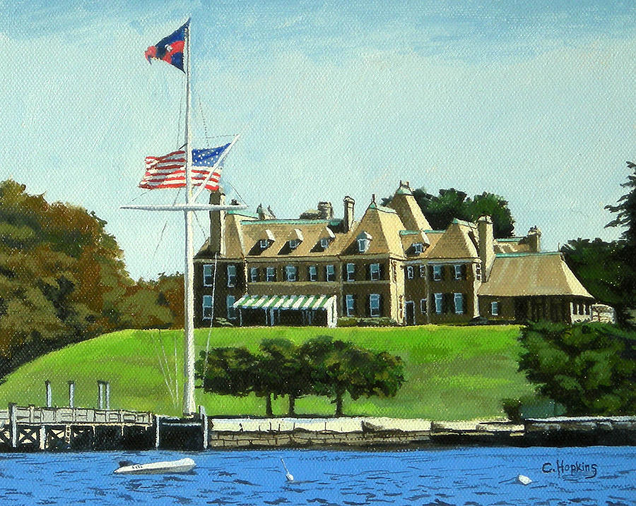 Sunset Painting - New York Yacht Club Newport Rhode Island #3 by Christine Hopkins