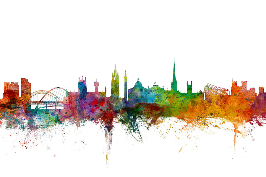 Newcastle England Skyline #1 Digital Art by Michael Tompsett