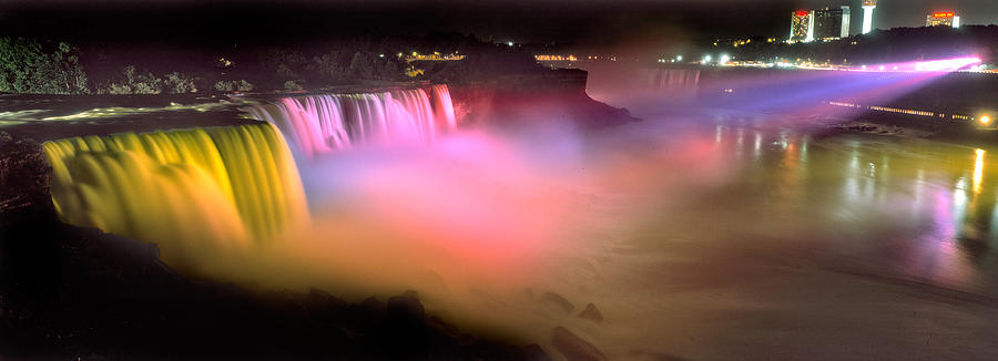 Nature Photograph - Niagara Falls At Night, Niagara River #1 by Panoramic Images