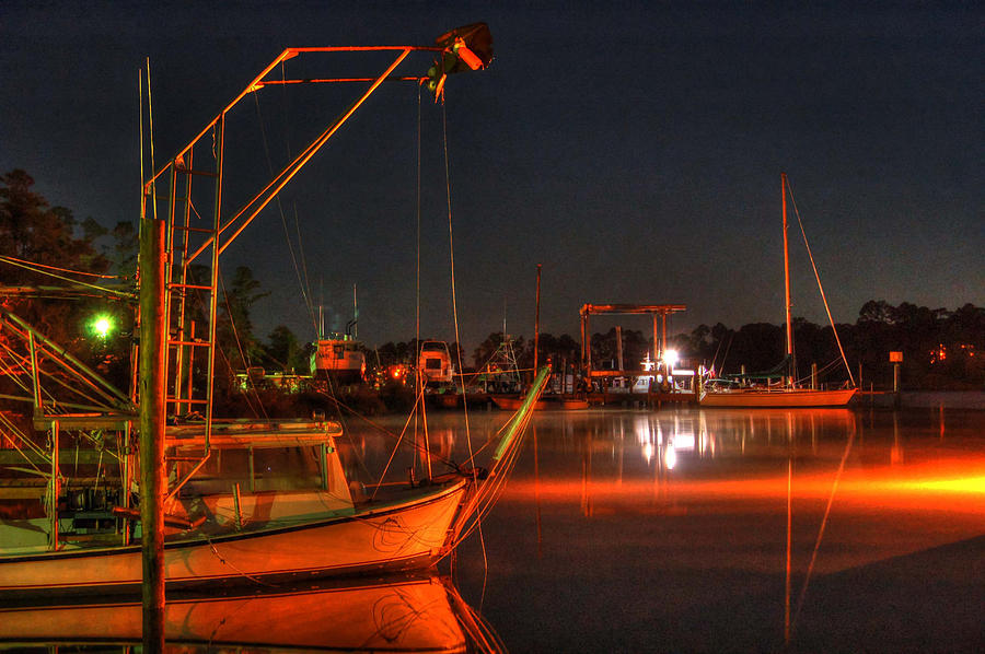 Night in the Harbor #1 Digital Art by Michael Thomas