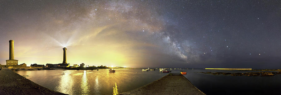 Night Sky Over A Harbour #1 Photograph by Laurent Laveder