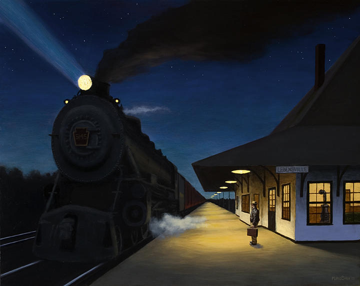 Railroad Painting - Night Train by Murad Sayen