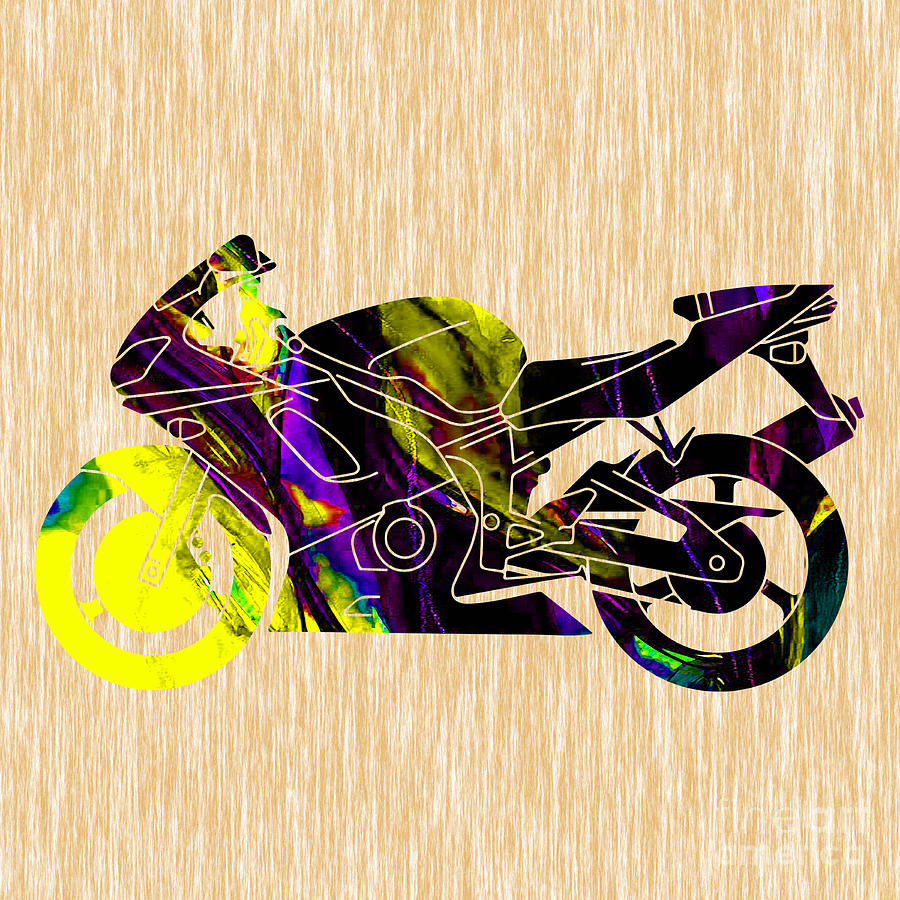 Ninja Motorcycle Art #1 Mixed Media by Marvin Blaine