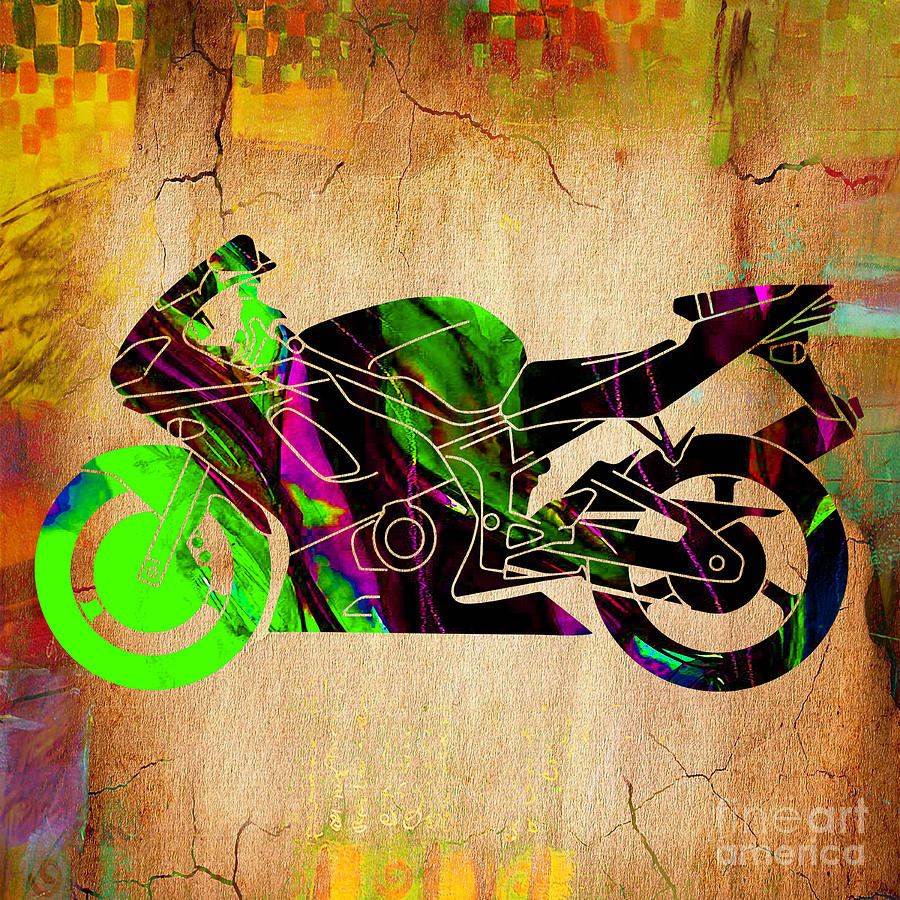 Ninja Motorcycle #1 Mixed Media by Marvin Blaine