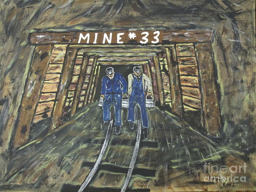 No Windows Down There In The Coal Mine . Painting by Jeffrey Koss Painting by Jeffrey Koss