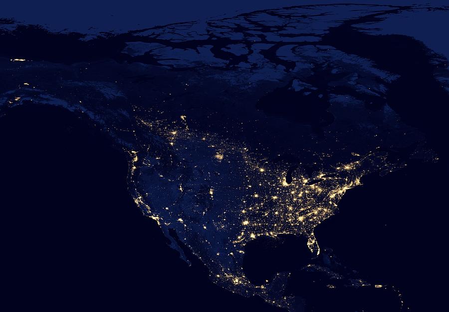 North America at night #1 Photograph by Celestial Images