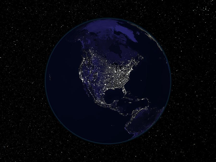 North America At Night #1 Photograph by Nasa/science Photo Library