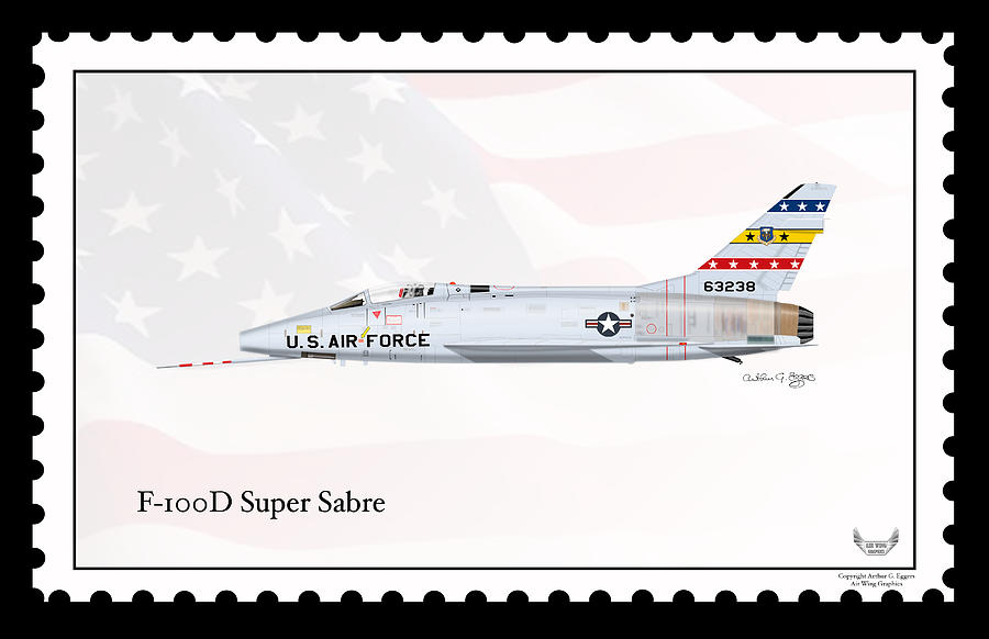 North American Aviation F-100D Super Sabre #2 Digital Art by Arthur Eggers