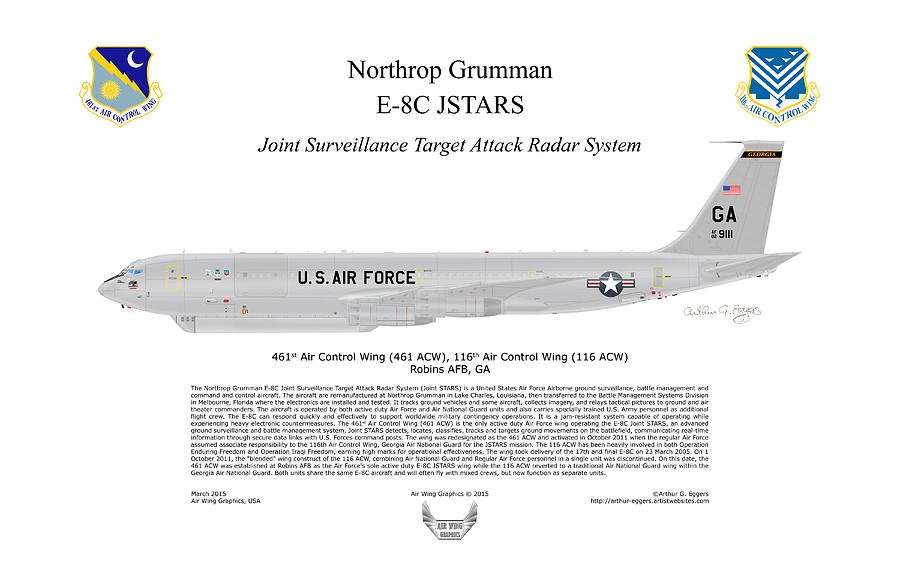 Northrop Grumman Digital Art - Northrop Grumman E-8C JSTARS #9 by Arthur Eggers