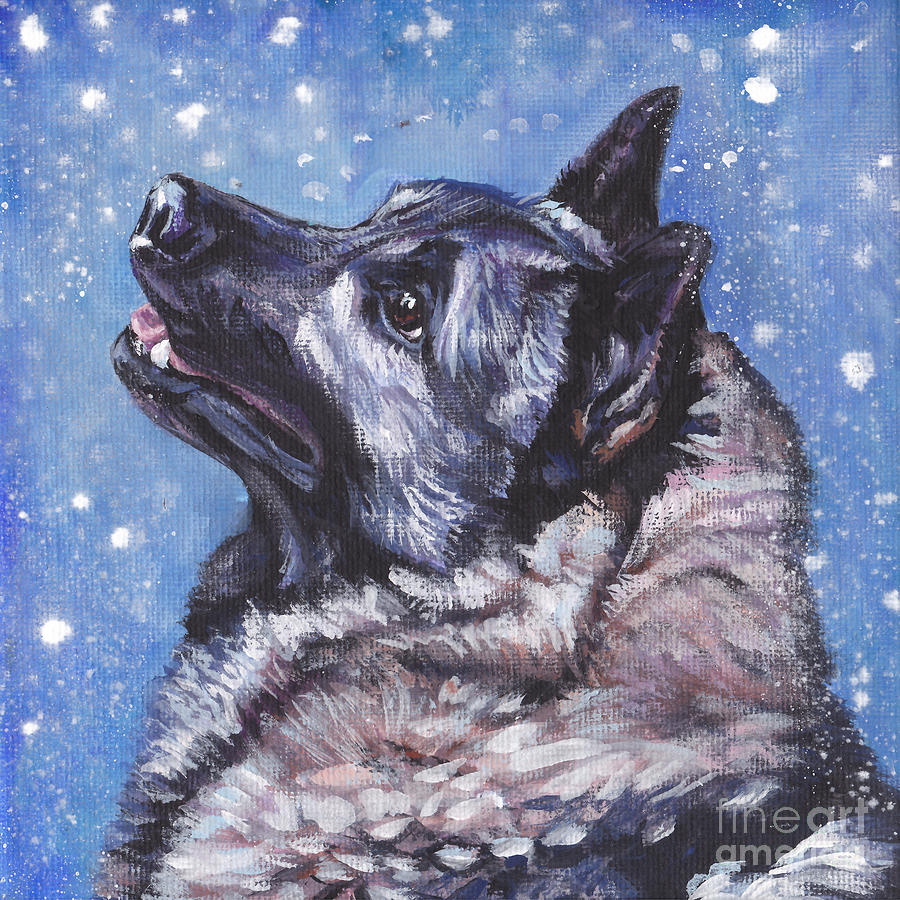 Norwegian Elkhound #2 Painting by Lee Ann Shepard